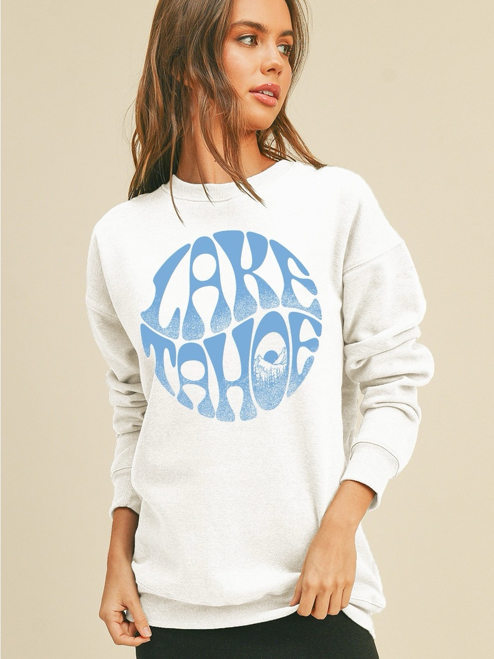 Lake Tahoe Graphic Sweatshirt White